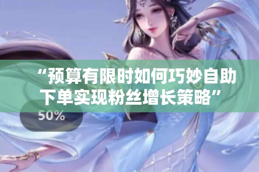 “预算有限时如何巧妙自助下单实现粉丝增长策略”