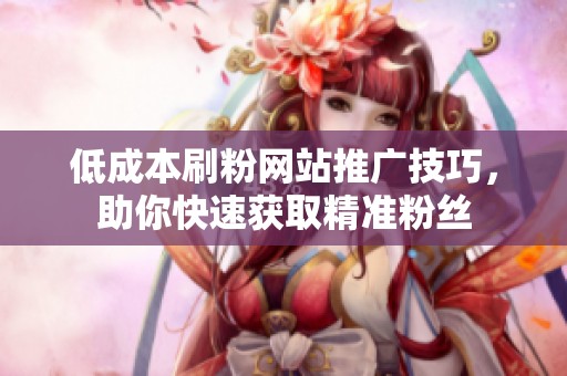低成本刷粉网站推广技巧，助你快速获取精准粉丝