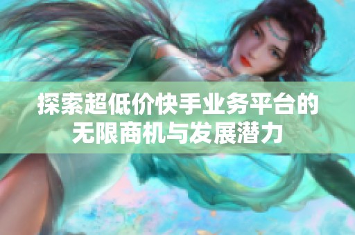 探索超低价快手业务平台的无限商机与发展潜力