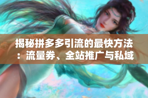 揭秘拼多多引流的最快方法：流量券、全站推广与私域群的应用技巧