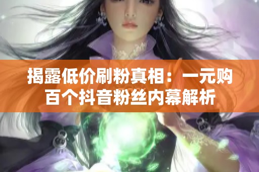 揭露低价刷粉真相:一元购百个抖音粉丝内幕解析 揭露低价刷粉真相:一元购百个抖音粉丝内幕解析